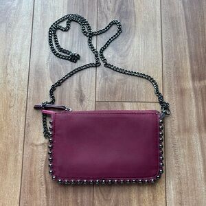 Zara Woman 2 Toned Stud-Trim Crossbody Bag in Mauve and Burgundy